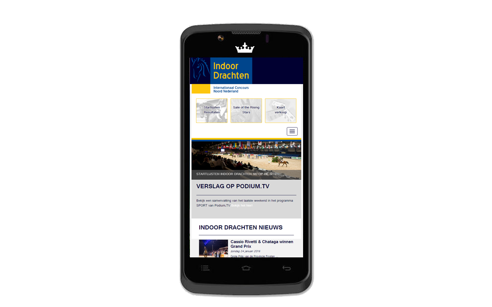 De website van Indoor Drachten in een mobiel